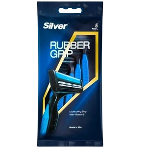 تیغ چند بار مصرف 2 لبه رابر گریپ 5 عددی سیلور