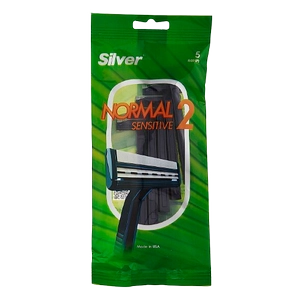 تیغ چند بار مصرف 2 لبه نرمال 2 حساس ( پک 5 عددی ) سیلور