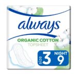 پد بهداشتی 9 عددی کتان ارگانیک ویژه شب Always